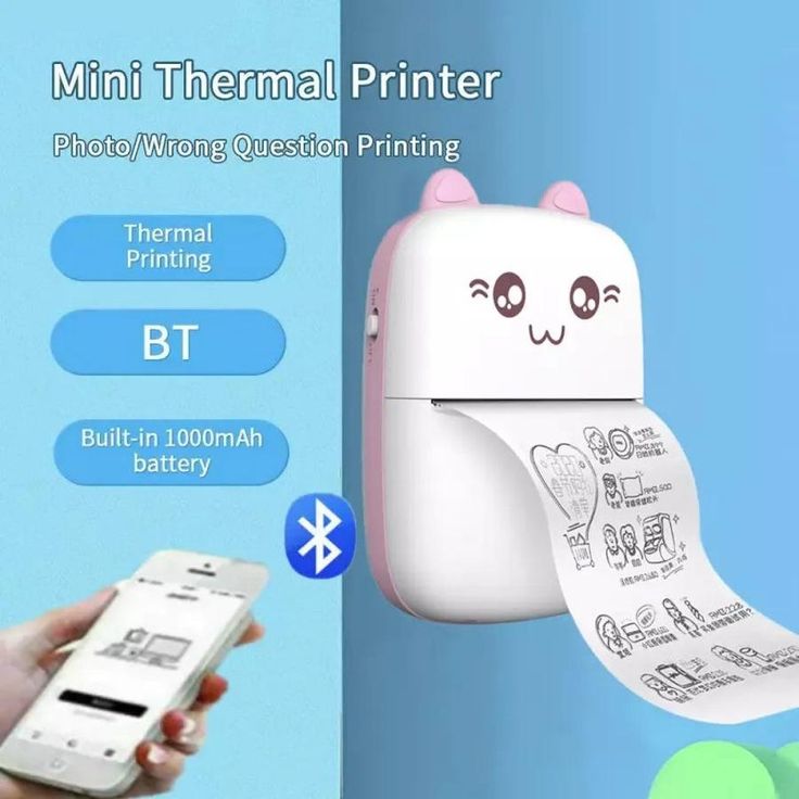Mini Portable Thermal Printer Wireless Bluetooth Printer