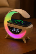 3-in-1 RGB LED Wireless Charging Speaker – Music Sync Ambient Light + Fast Qi Charger + Bluetooth Stereo Sound | Modern Bedside Lamp