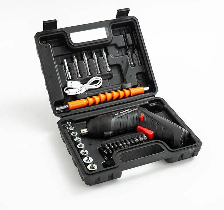 Rechargeable Cordless Screwdriver Kit (47 Pcs) – Multi-Function Electric Drill Set with Flexible Shaft, Screw Bits, Sockets & Carrying Case for DIY Home Repairs